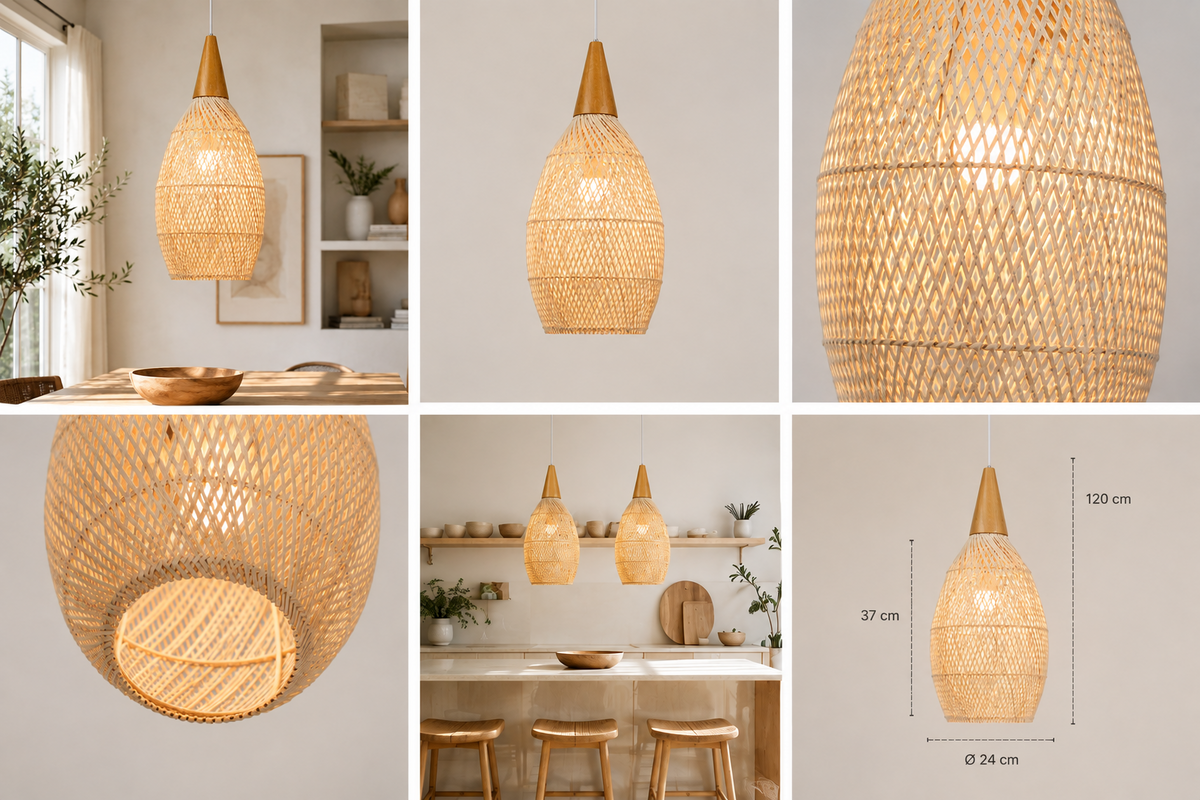 suspension en rotin tressé design Alexa
