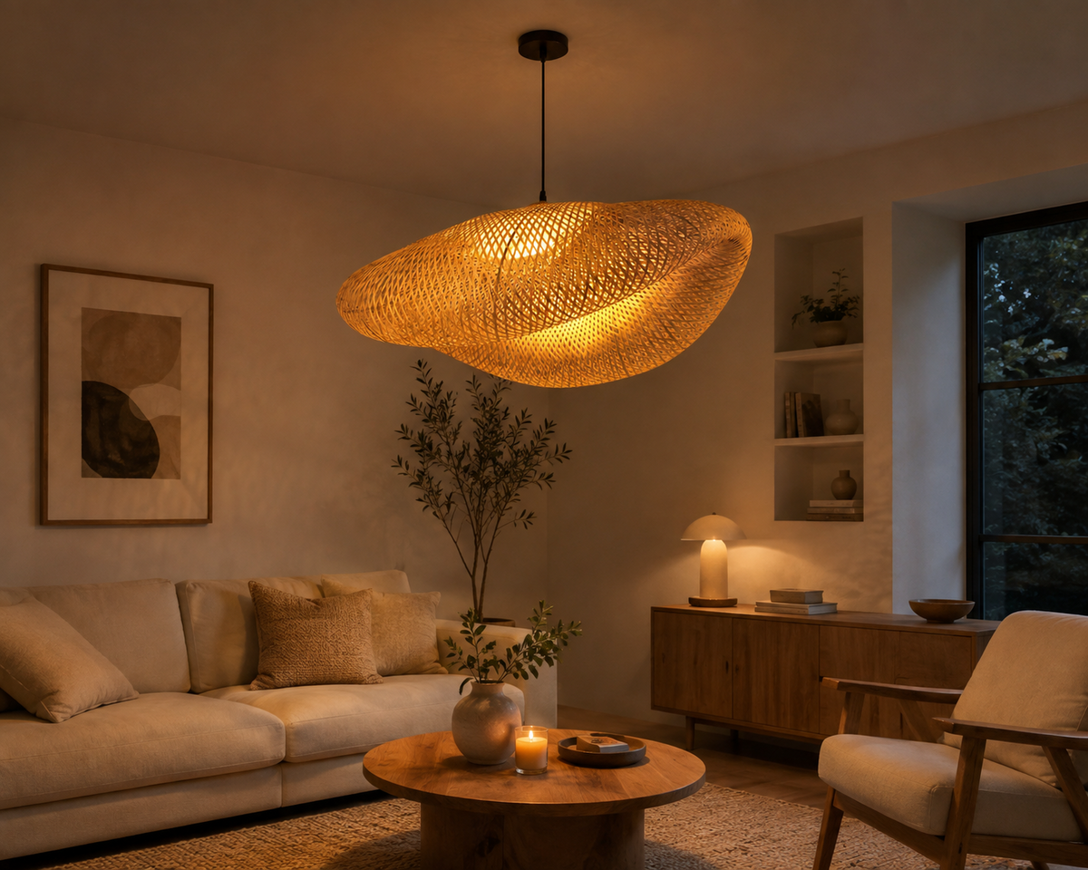 Suspension en rotin Contemporaine Mira