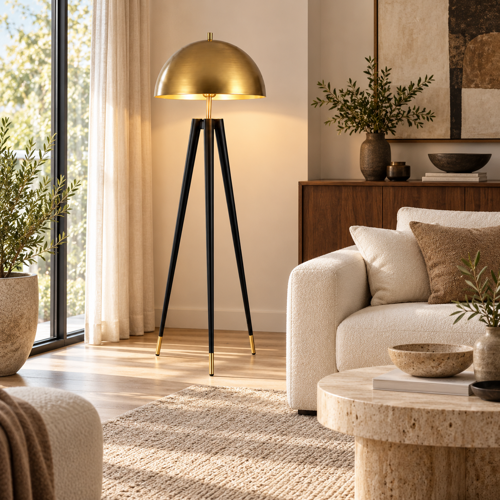 Lampadaire métal/or |Orélys