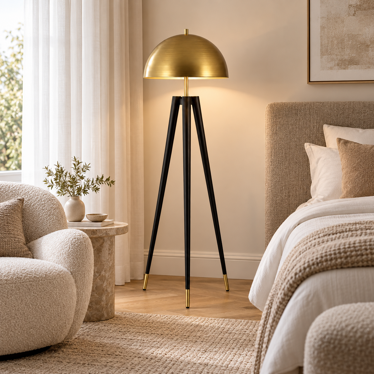 Lampadaire métal/or |Orélys