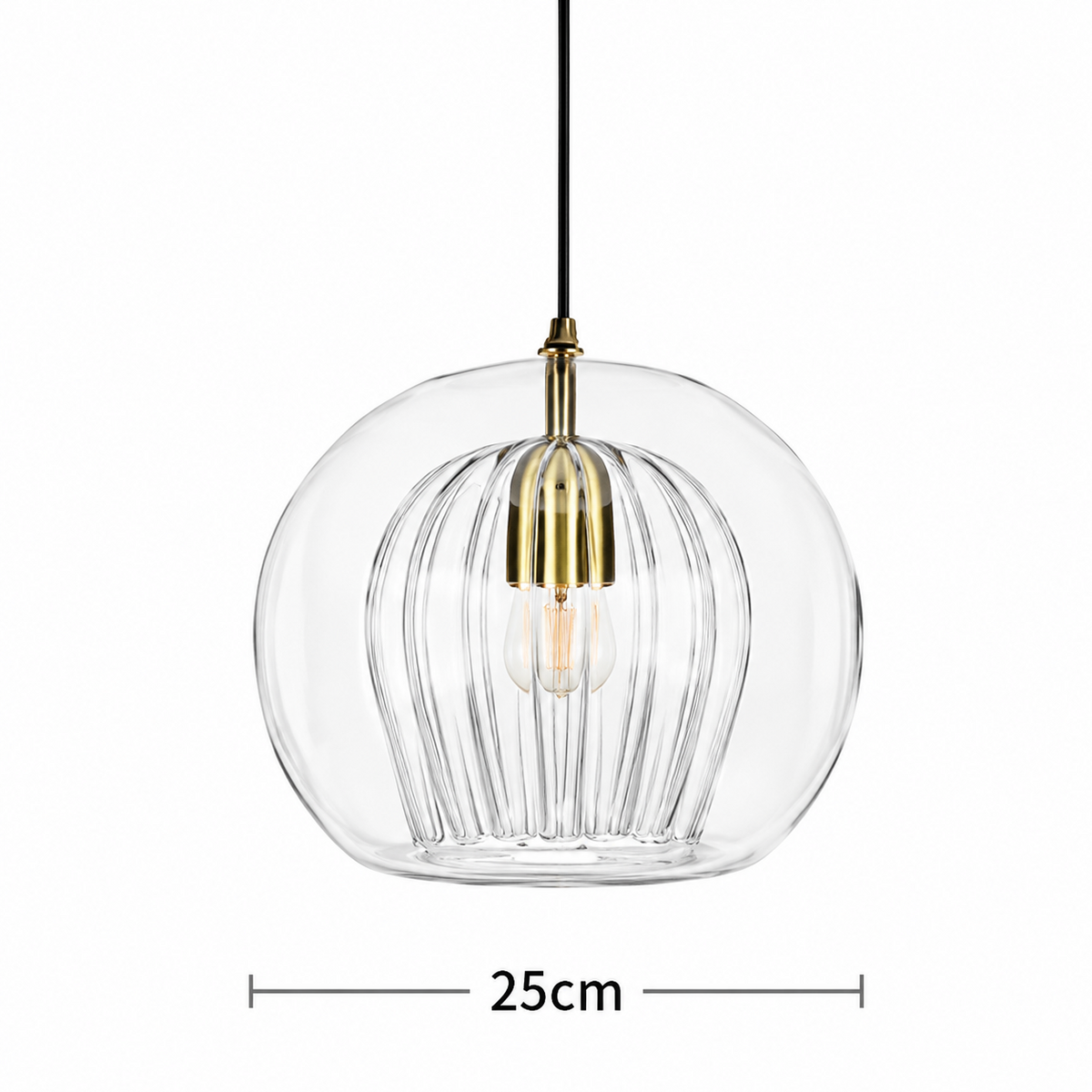 Suspension  globe en verre transparent/doré |Liora