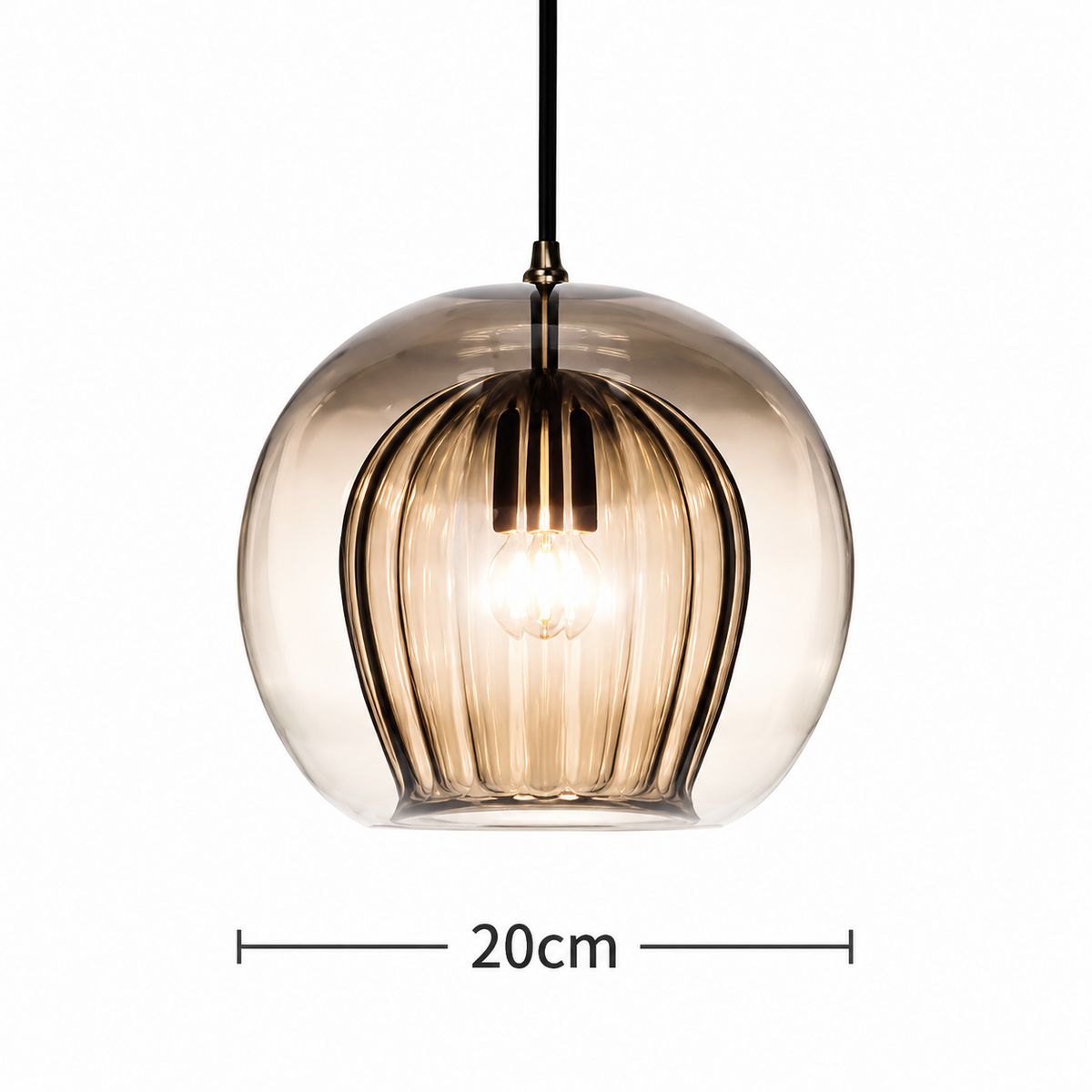 Suspension  globe en verre transparent/doré |Liora