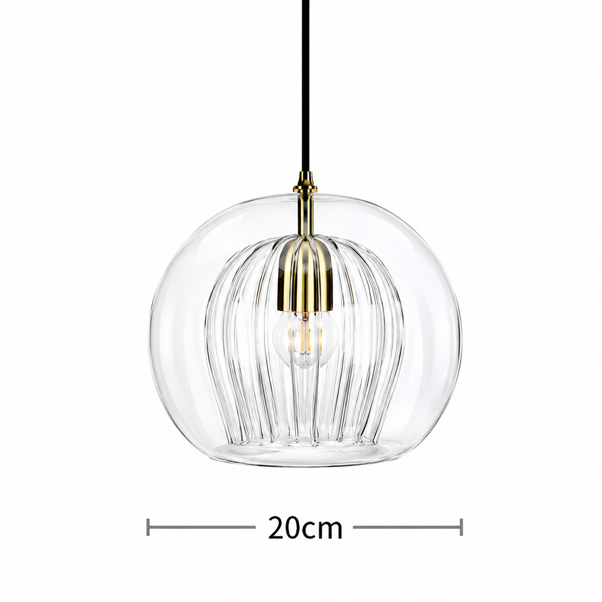 Suspension  globe en verre transparent/doré |Liora