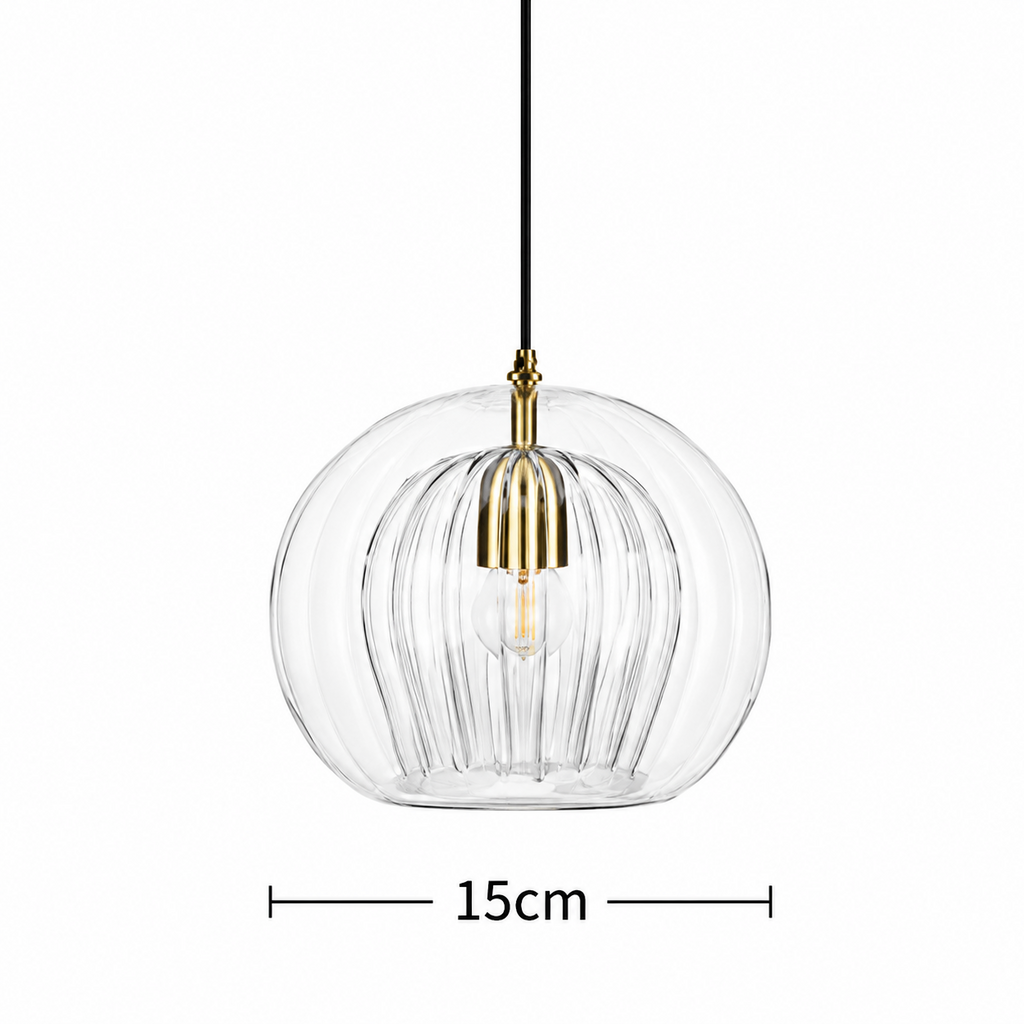 Suspension Liora globe en verre transparent/doré