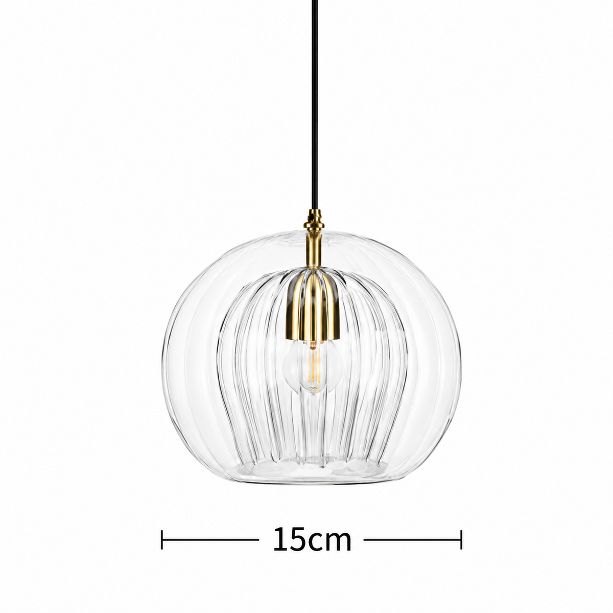 Suspension Liora globe en verre transparent/doré