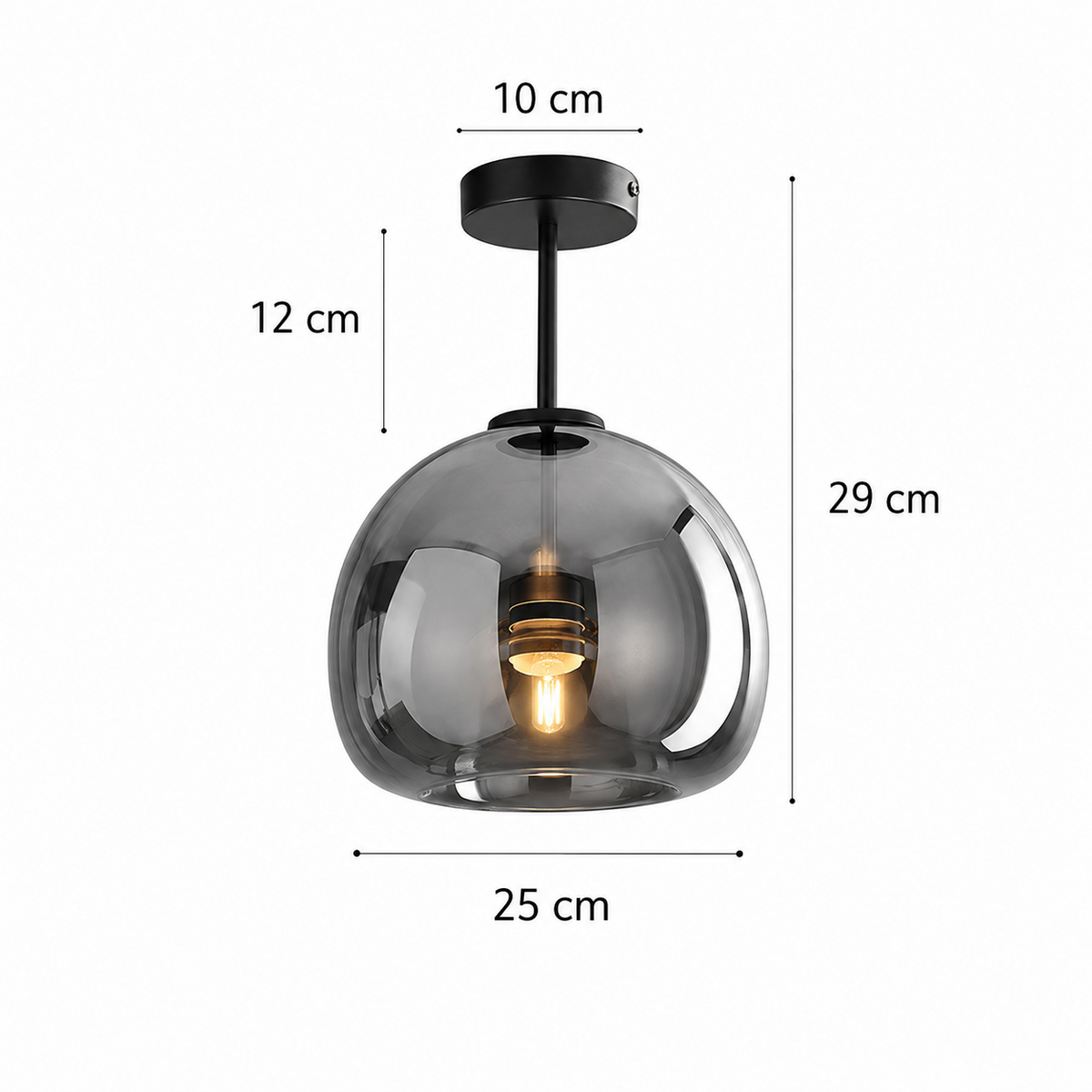 Suspension moderne en verre Or/Noir | Luma