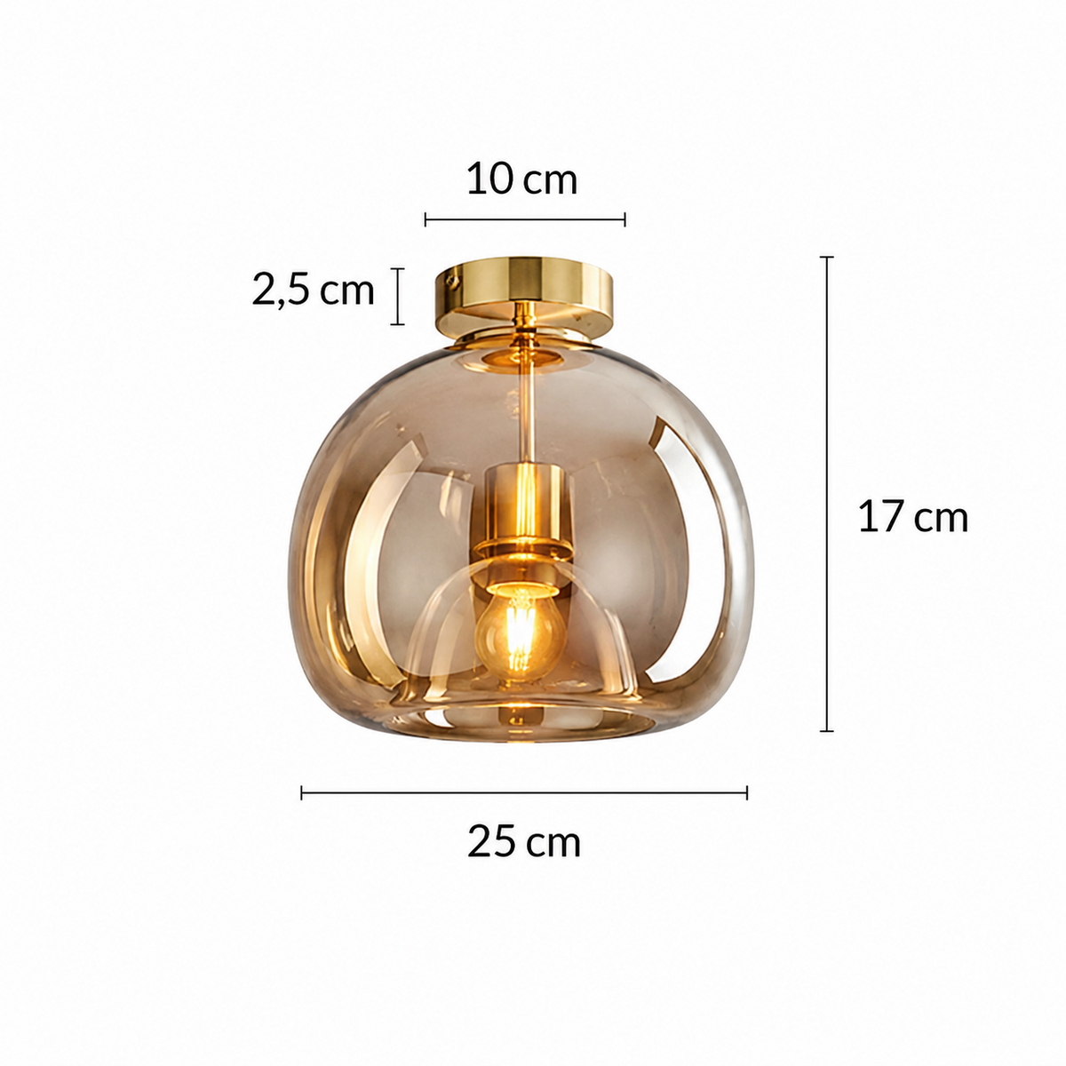 Suspension moderne en verre Or/Noir | Luma