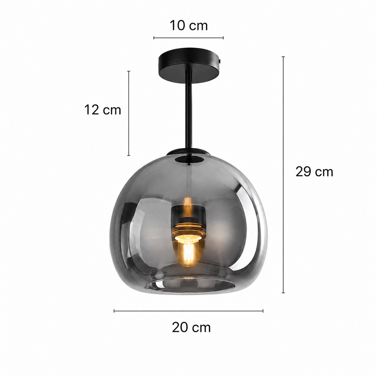 Suspension moderne en verre Or/Noir | Luma