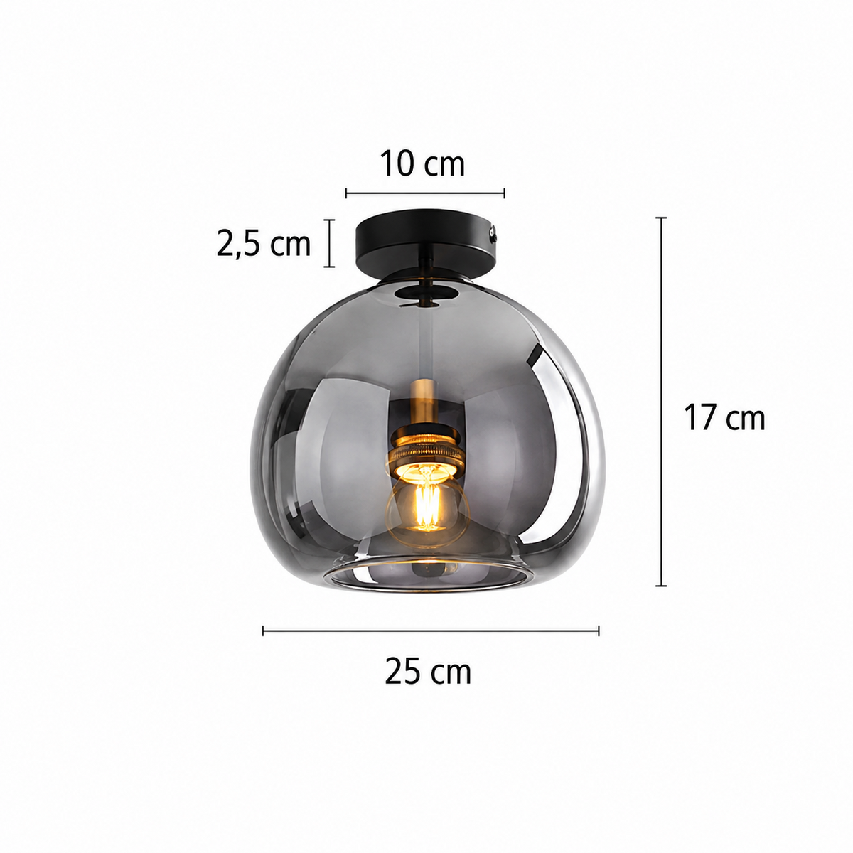 Suspension moderne en verre Or/Noir | Luma