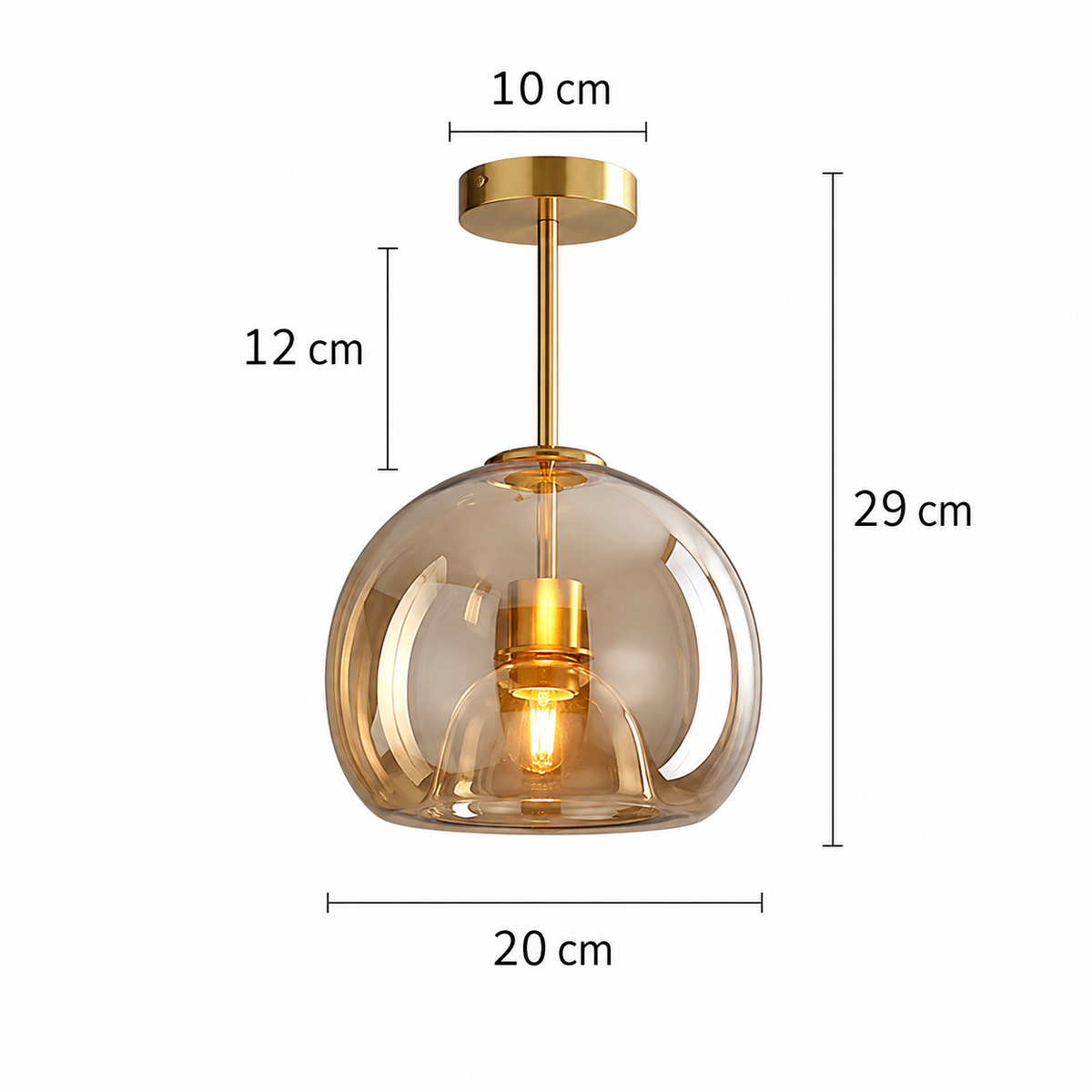 Suspension moderne en verre Or/Noir | Luma