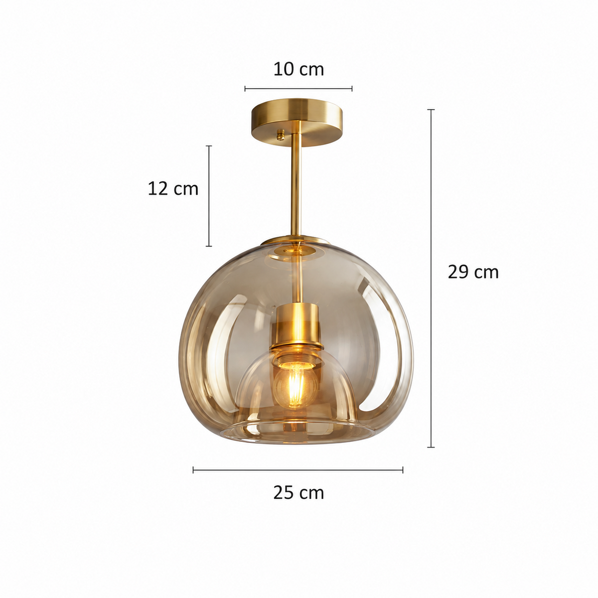 Suspension moderne en verre Or/Noir | Luma