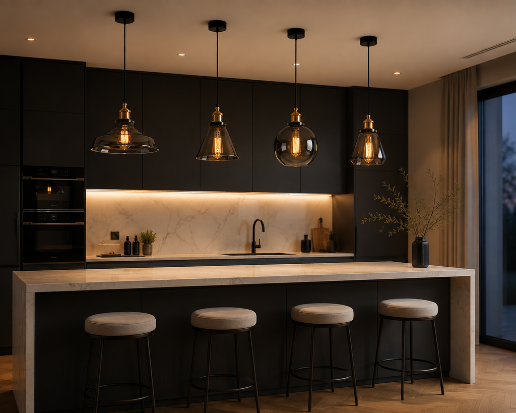 Suspension en verre moderne Noire |Lina