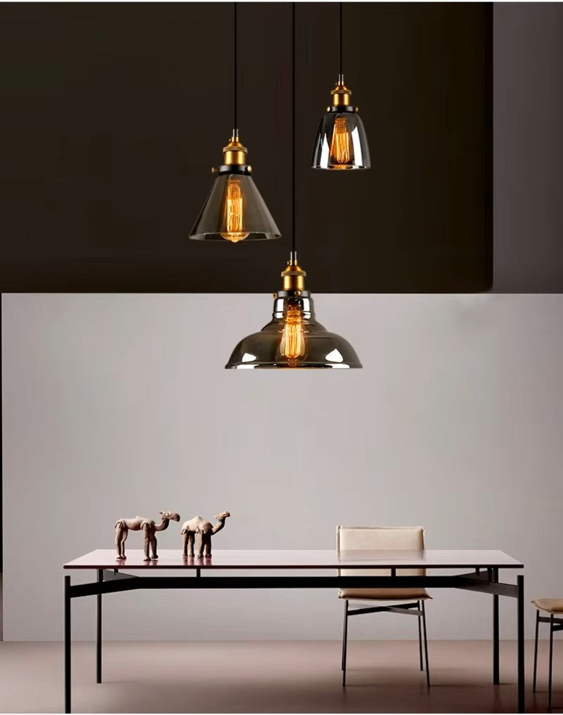 Suspension en verre moderne Noire |Lina