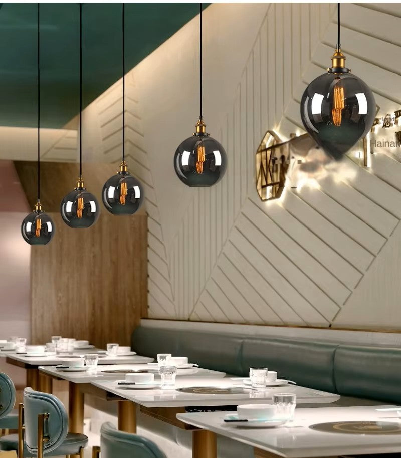 Suspension en verre moderne Noire |Lina