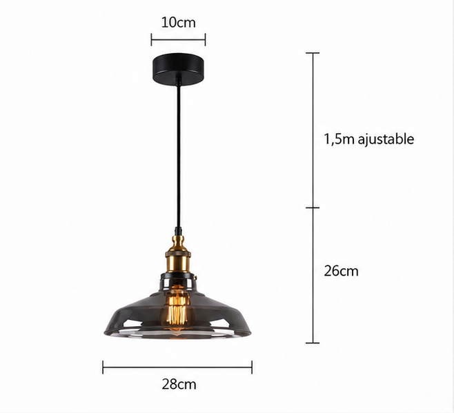 Suspension en verre moderne Noire |Lina