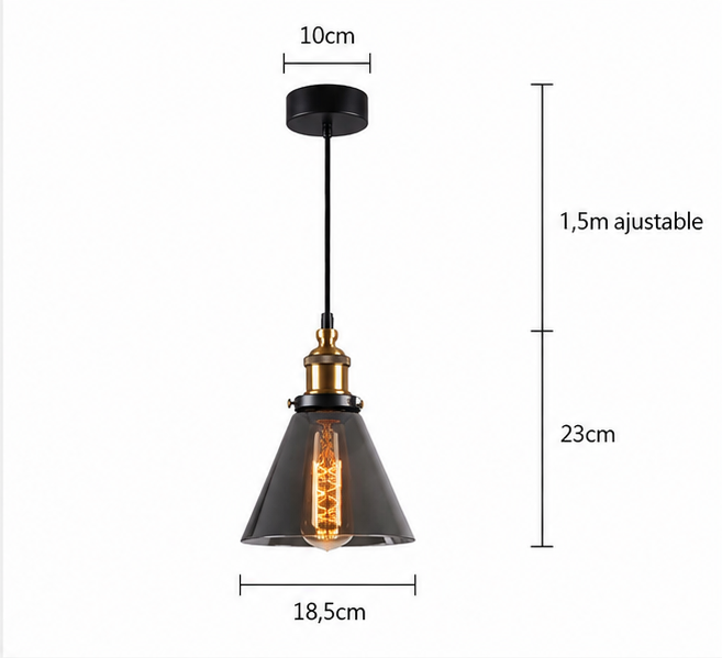 Suspension en verre moderne Noire |Lina