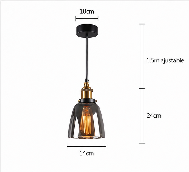 Suspension en verre moderne Noire |Lina